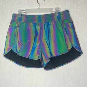 Flexliving Large Rainbow Reflective Liner Track Shorts V2 4 Way Stretch Women’s